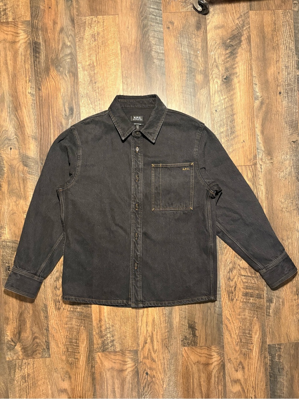 A.P.C. Graham Heavy Denim Overshirt Washed Black S